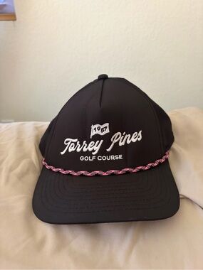 Torrey Pines Black Golf Rope Hat Cap with Pink Accent